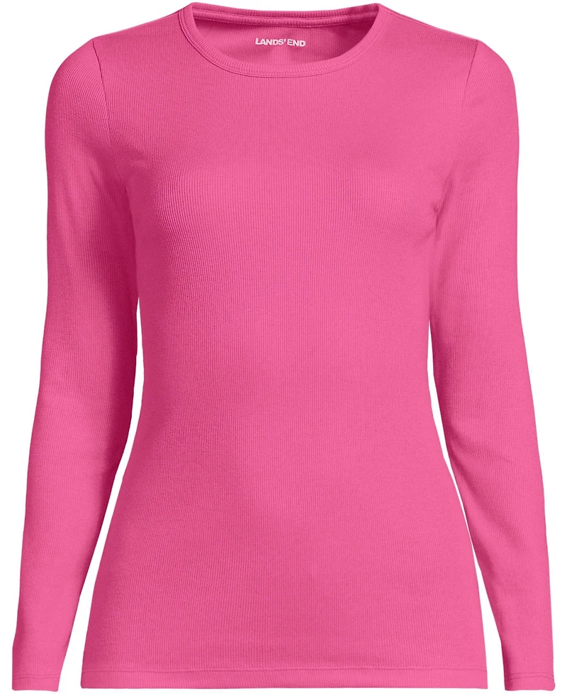 Lands' End Plus Long Sleeve Micro Rib T-Shirt