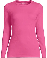 Lands' End Plus Long Sleeve Micro Rib T-Shirt
