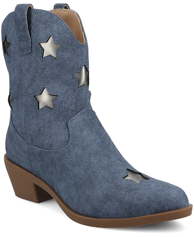 Journee Collection Women's Underwood Cuban Heel Casual Comfort Ankle Booties