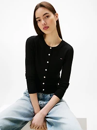 Tommy Jeans Women's Pointelle-Pattern Crewneck Cardigan