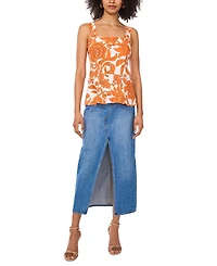 Vince Camuto Women's Floral Square-Neck Smocked-Back Sleeveless Top