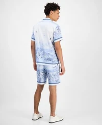 Guess Mens Short Sleeve Jungle Shirt Big Cat Shorts