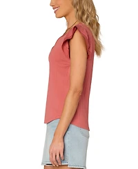 Democracy Women's Mixed-Media Flutter-Sleeve Top