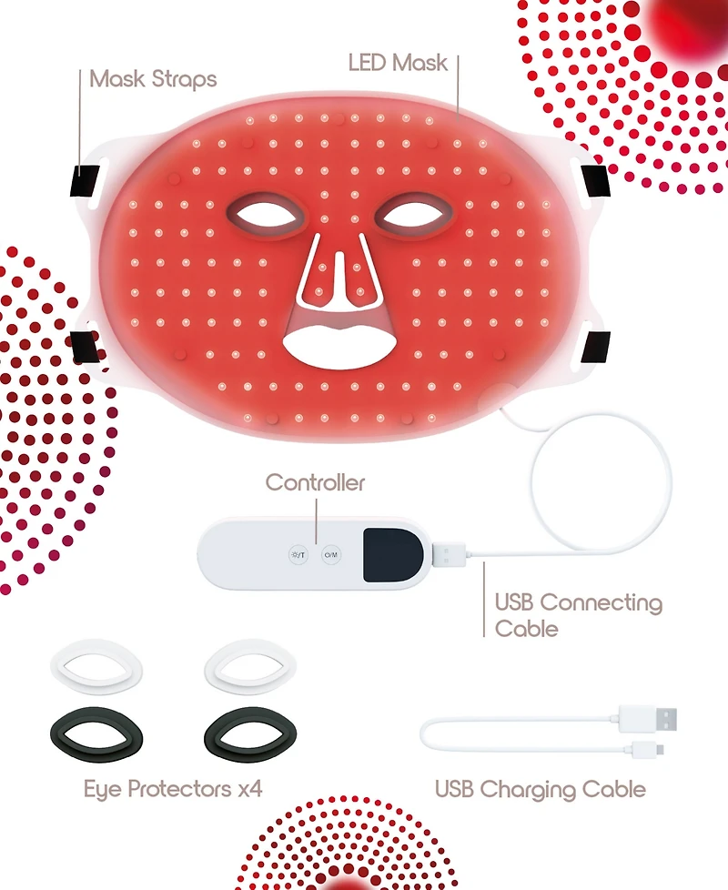 Tzumi Red Light Therapy Led Mask, Rechargeable Red Light Therapy for Face Mask with Multiple Color Modes