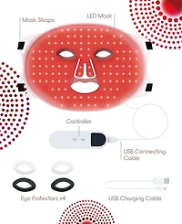 Tzumi Red Light Therapy Led Mask, Rechargeable Red Light Therapy for Face Mask with Multiple Color Modes
