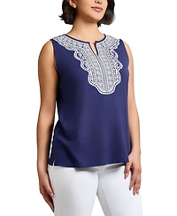 Jones New York Women's Textured Lace-Print Sleeveless Top