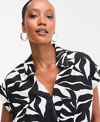 I.n.c. International Concepts Women's Printed Short-Sleeve Surplice Blouse, Exclusively at Macy's