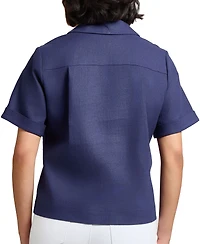 Jones New York Women's Short-Sleeve Notched-Lapel Shirt