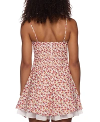 B Darlin Juniors' Floral-Print Ruffled Mini Dress