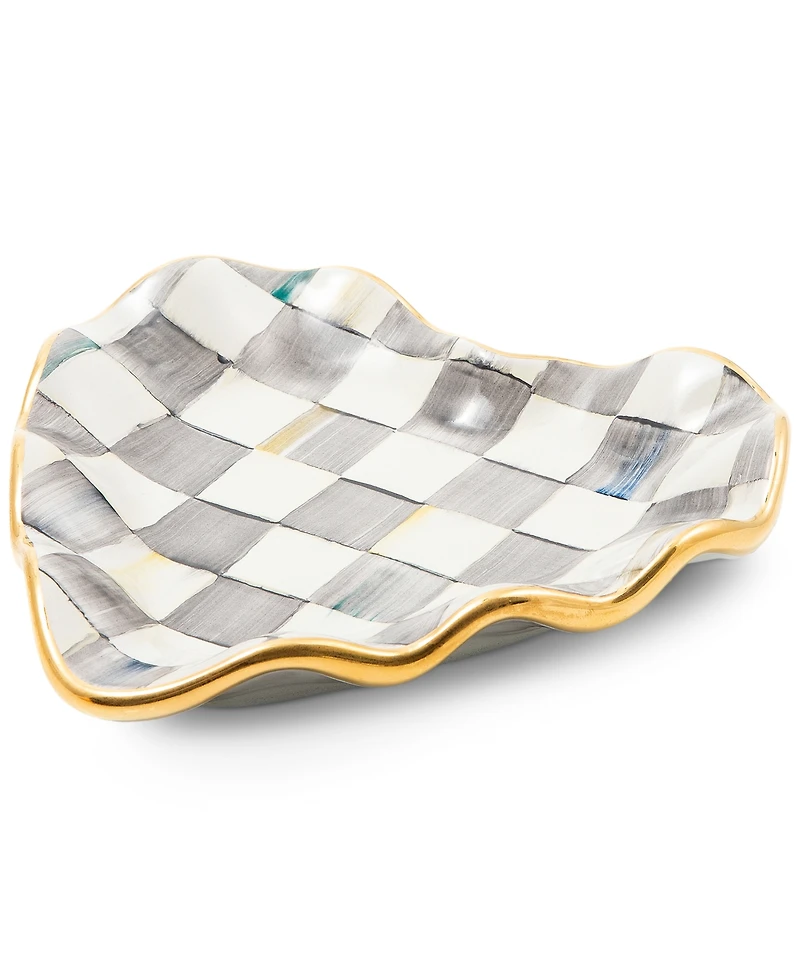 Mackenzie-Childs Sterling Check Fluted Heart Plate