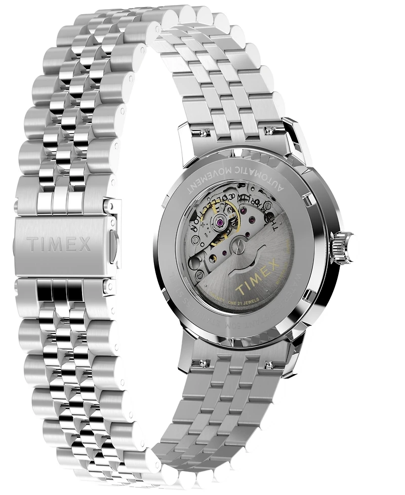 Timex Men's Mechanical Automatic Silver-Tone Stainless Steel Watch, 40mm