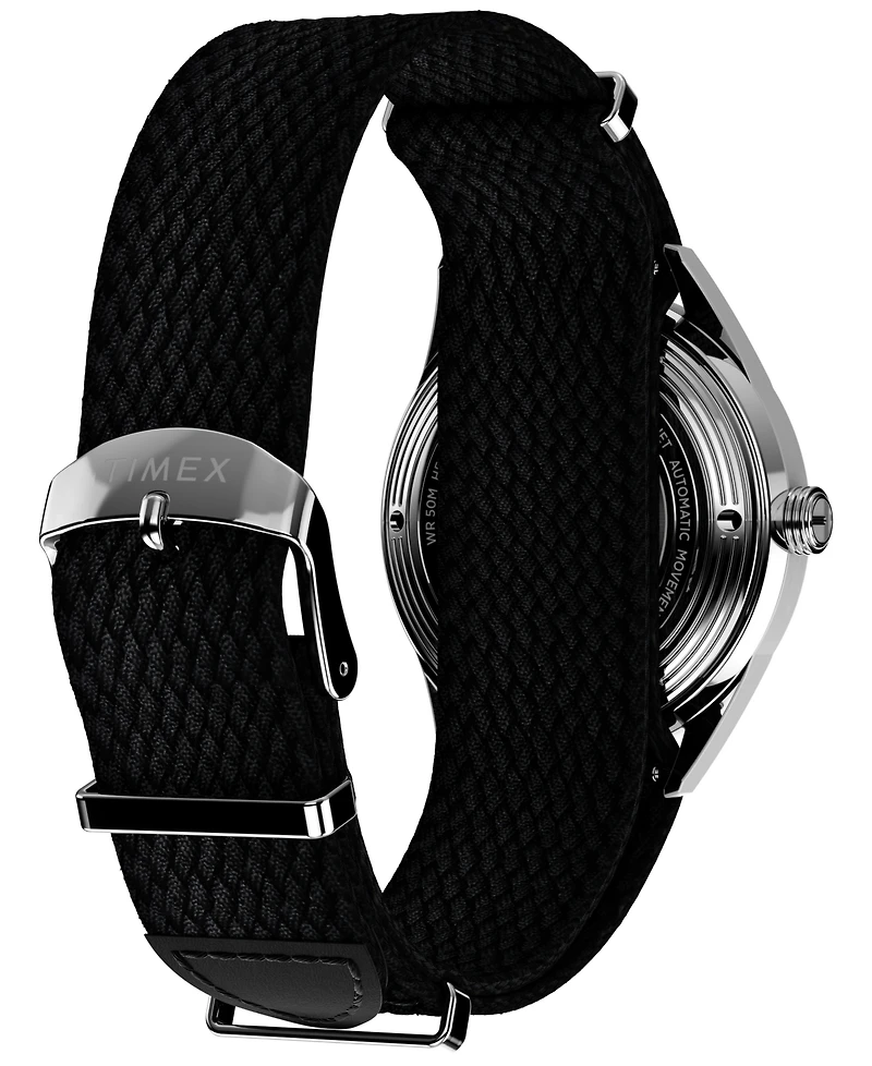 Timex Men's Mechanical Automatic Black Nylon Strap Watch, 38mm