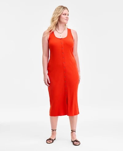 On 34th Women's Rib-Knit Button Down Midi Dress, Exclusively at Macy's