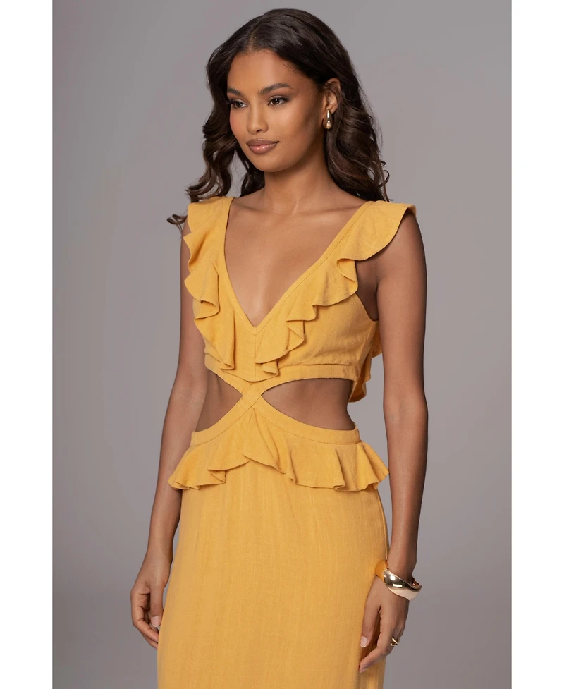 Jluxlabel Women's Sunshine Ruffle Linen Dress