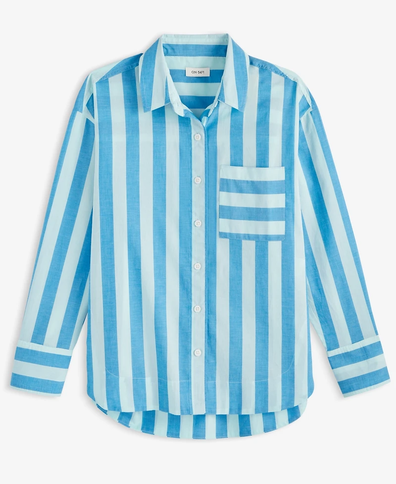 On 34th Women's Striped Long-Sleeve Shirt, Exclusively at Macy's