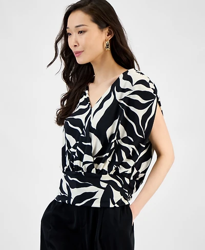 I.n.c. International Concepts Women's Surplice V-Neck Top, Exclusively at Macy's