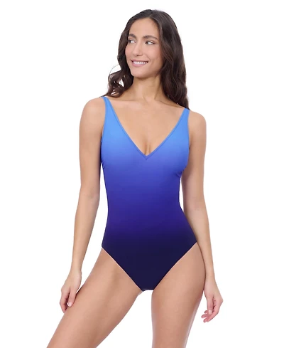 Profile by Gottex Women's Splendor Ombre V Neck One Piece