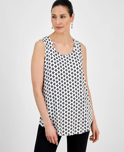 Jm Collection Women's Printed Scoop-Neck Sleeveless Tank Top, Exclusively at Macy's