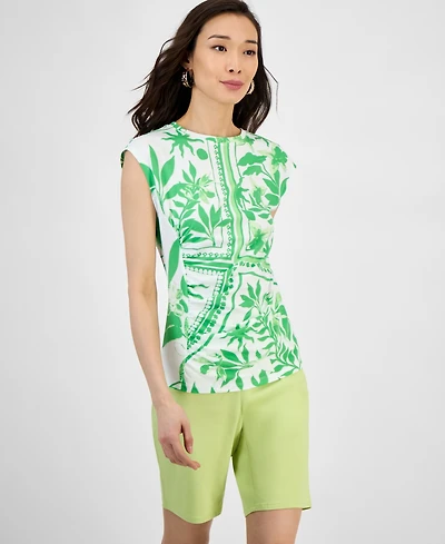 I.n.c. International Concepts Women's Side-Cinched Cotton Tank Top, Exclusively at Macy's