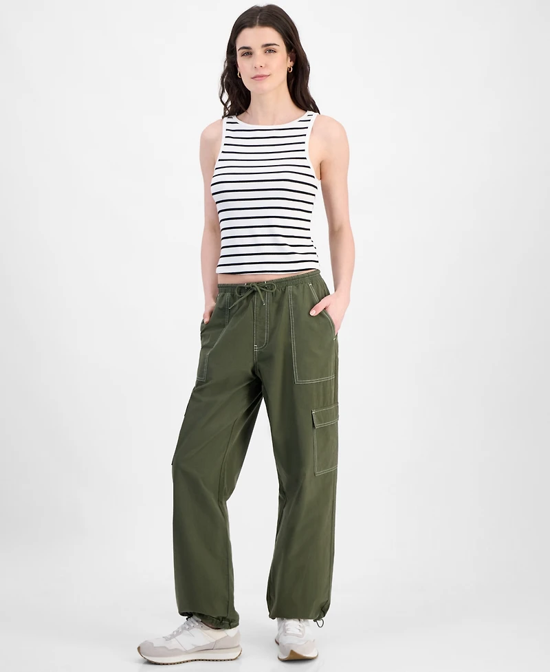 Tinseltown Juniors' Drawstring Cargo Parachute Jeans