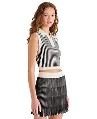 Steve Madden Women's Amery Striped Collared Sleeveless Sweater