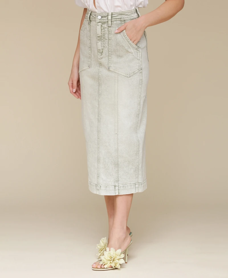 Avec Les Filles Women's Denim Midi Skirt