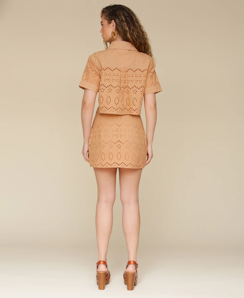 Avec Les Filles Women's Boxy Eyelet Shirt