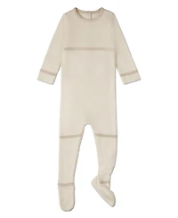 MeMoi Baby Boys Gold Lurex Trimmed Ribbed Footie