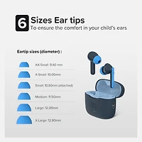 myFirst CareBuds (White) Kids Wireless Earbuds with 85dB Volume Limit, Built-in Mic, 6 Ear Tips, Anti-Lost Strap Easy Pairing, Gift for 4-15