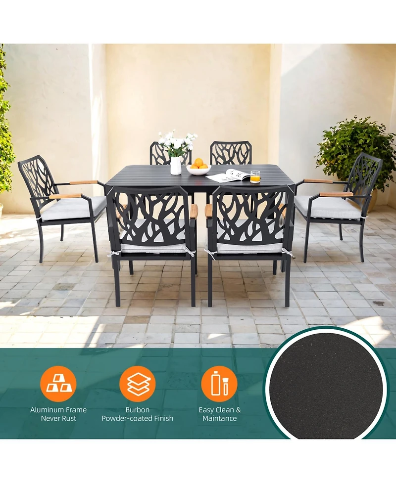 Streamdale 7-Pc Patio Dining Set, Aluminum frame, Sunbrella cushions, umbrella hole
