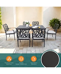 Streamdale 7-Pc Patio Dining Set, Aluminum frame, Sunbrella cushions, umbrella hole