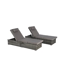 Streamdale Outdoor chaise lounge set (2) with storage, adjustable backrests, table
