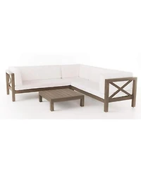 Streamdale Acacia Wood Outdoor Sectional Sofa Set with Coffee Table