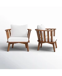 Streamdale Set of 2, Outdoor Acacia Wood Patio Club Chair