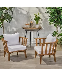 Streamdale Set of 2, Outdoor Acacia Wood Patio Club Chair