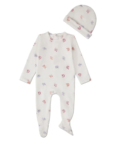 MeMoi Baby Girls 2 Piece "Little Arrangements" Floral Print Rich Footie Set