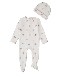 MeMoi Baby Girls 2 Piece "Little Arrangements" Floral Print Rich Footie Set