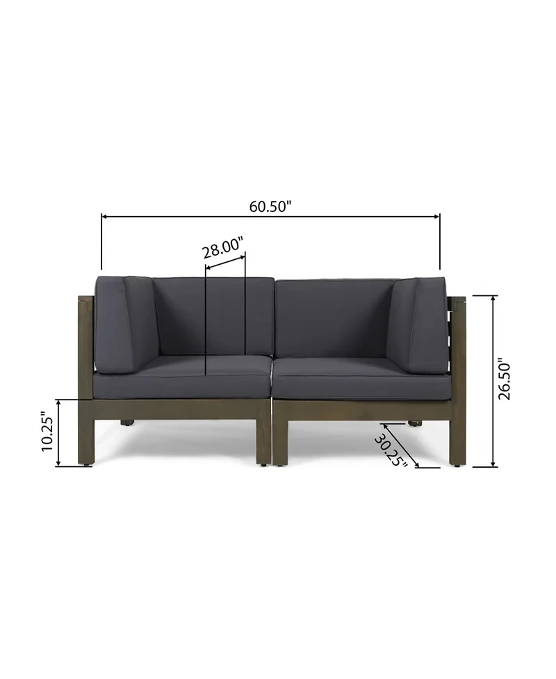 Streamdale Acacia Wood Outdoor Loveseat Sectional - 2 Piece Set