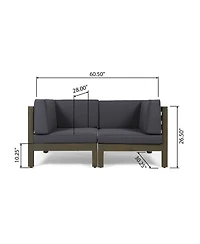 Streamdale Acacia Wood Outdoor Loveseat Sectional - 2 Piece Set