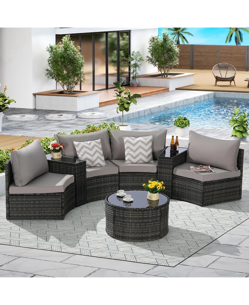 Streamdale 7-Pc Half-Moon Patio Set