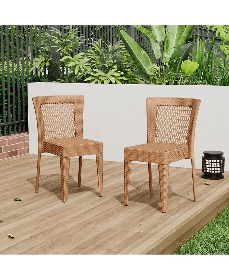 Streamdale Stackable Rattan Patio Chairs - Set of 2