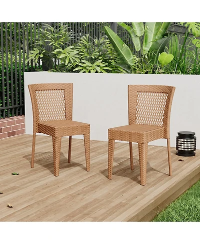 Streamdale Stackable Rattan Patio Chairs - Set of 2