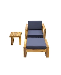 Streamdale Acacia Lounge Set, Chair & Ottoman, Patio/Balcony/Garden