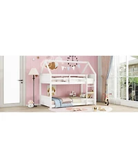 Streamdale White Twin Over Twin Bunk Bed with Ladder and Safety Rails