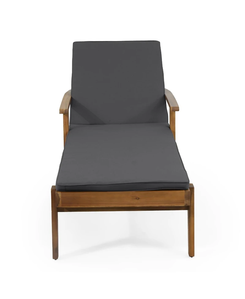 Streamdale Acacia Wood Adjustable Outdoor Chaise Lounge with Water-Resistant Cushion