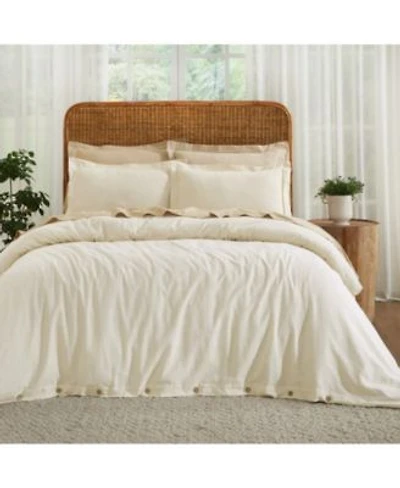 Superior Cotton Linen Blend Solid 3 Piece Duvet Cover Set