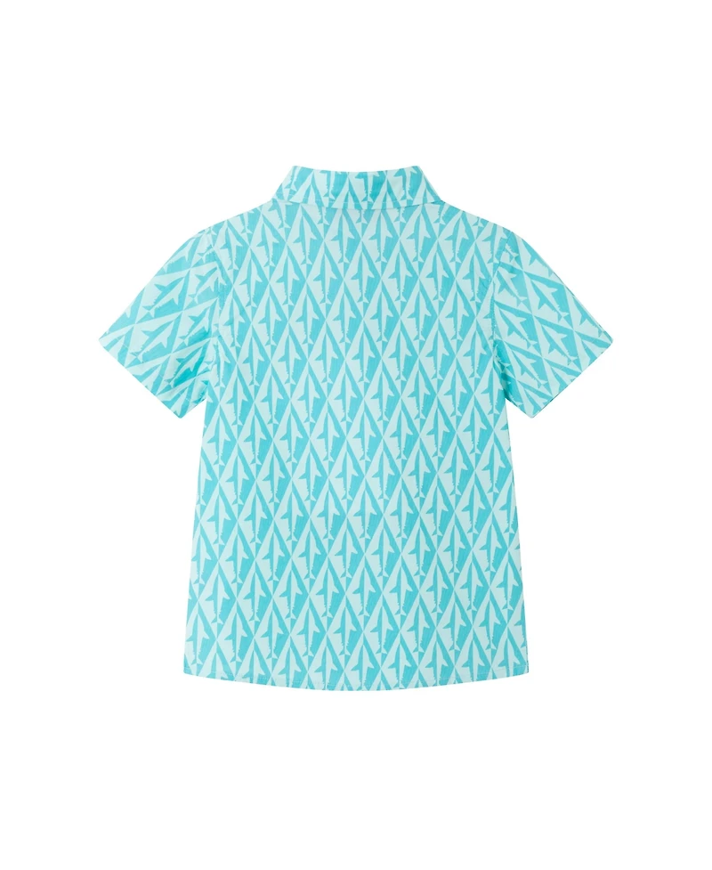 Andy & Evan Toddler Boys Toddler/Child Aqua Geo Shark Buttondown Shirt
