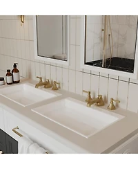 8 in. Widespread Double Handle 3 Hole Bathroom Faucet Water-Saving With Metal Drain Brushed Nickel