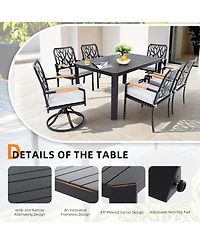 Streamdale 7-pc Aluminum Patio Set, 4 Chairs, 2 Rockers, Table (Umbrella Hole), Burbon