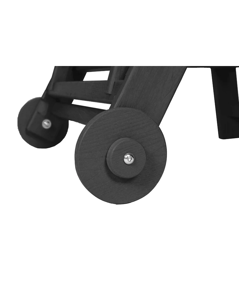 Streamdale Outdoor lounge chair, wood texture, 5 positions, wheels, cup holder, black